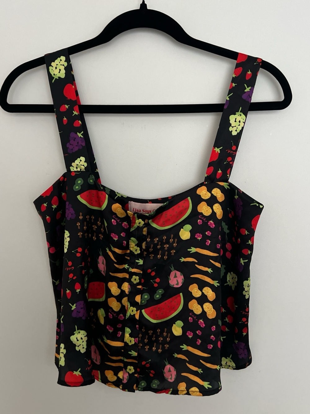 Lisa Says Gah Black Fruit-Print Pajama Set